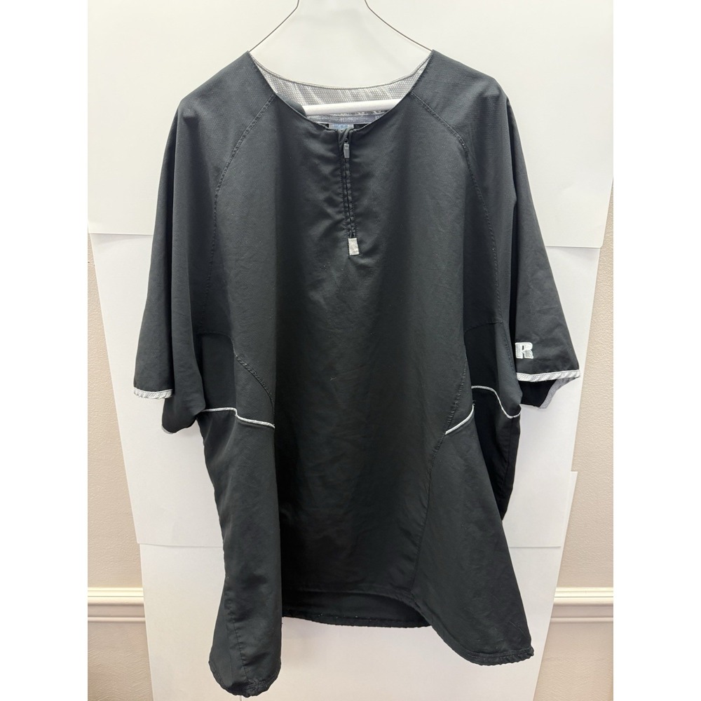 Russell Athletic Mens Y2K 1/4 Zip Windshirt Batting Cage Shirt Black XXL